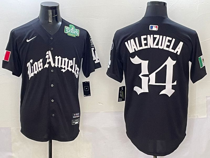 Men Los Angeles Dodgers #34 Valenzuela Black Five generations Joint Name 2025 Nike MLB Jersey style 6